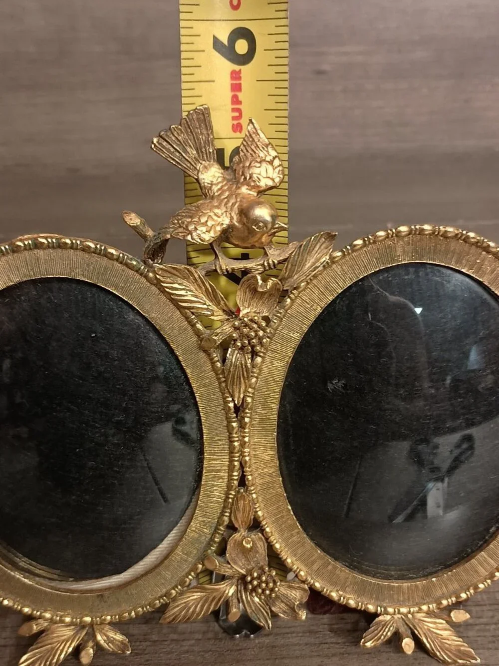 Vintage Matson 24KT Gold Plated Double Oval Miniature Picture Frame 6 3/8